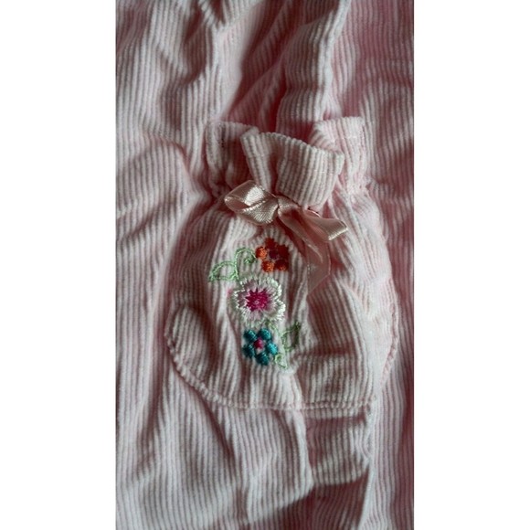 Girl's Size 6-9 M Month Two Piece Pink Floral Corduroy Pant Suspenders & Top - Picture 5 of 5